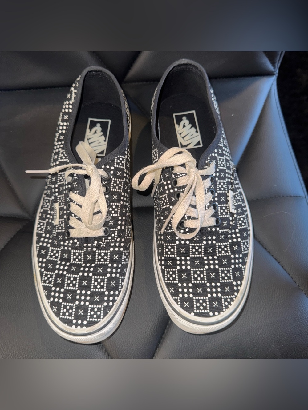 Vans Black & White Patterned Low Top Sneakers